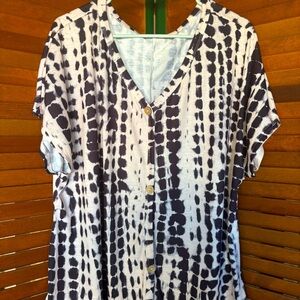 Black and White Button-Up Top